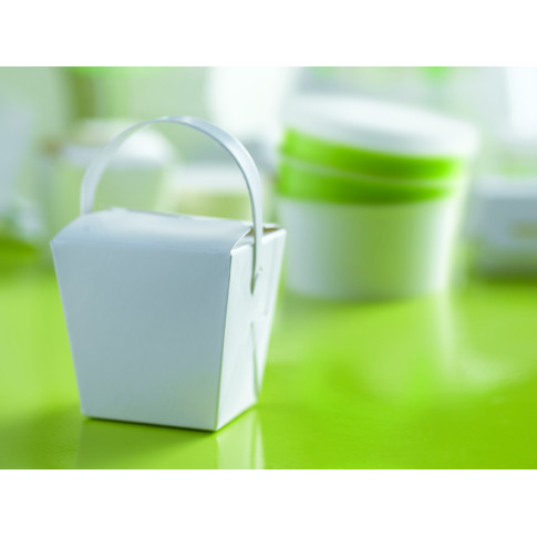 Mini white square pail box with handle