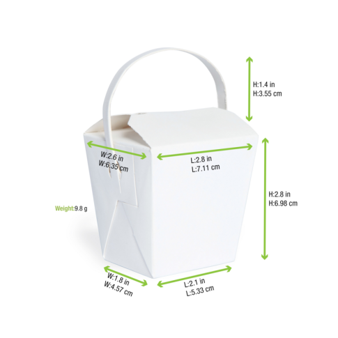 Mini white square pail box with handle