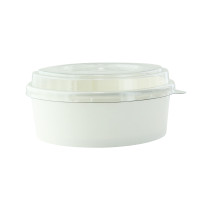 Combo Saladier rond Blanc "Buckaty" et couvercle PET   550ml dia150mm H50mm